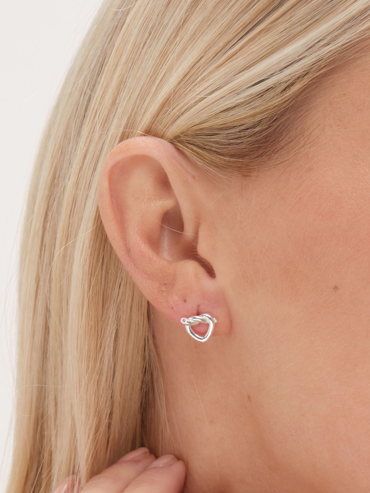 Simply Silver Silver Tone 925 Polished Knot Heart Stud Earrings - Image 3 of 3