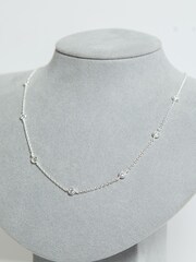 Simply Silver Silver Tone 925 Station Crystal Necklace - Image 2 of 3