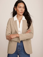 Mint Velvet Cream Pinstripe Blazer - Image 1 of 7