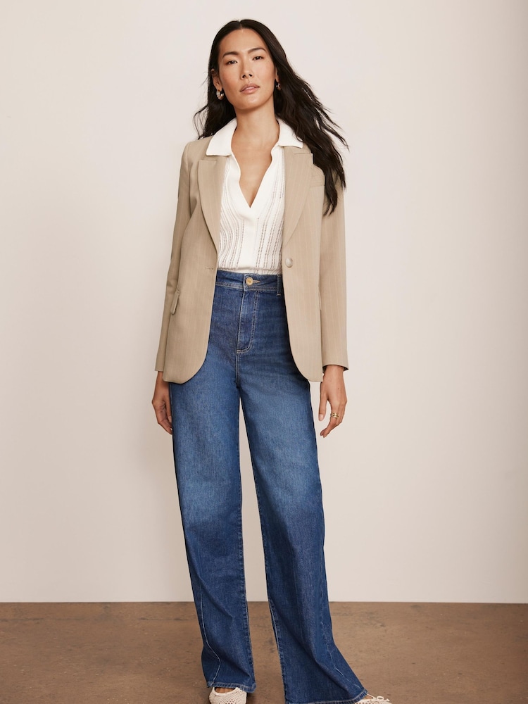Mint Velvet Cream Pinstripe Blazer - Image 5 of 7