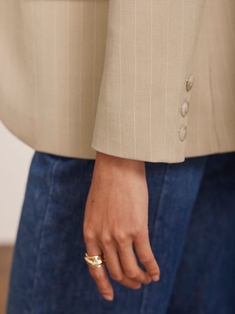 Mint Velvet Cream Pinstripe Blazer - Image 6 of 7