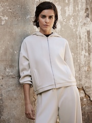 Mint Velvet Neutral Zip Up Hoodie - Image 1 of 7