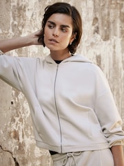 Mint Velvet Neutral Zip Up Hoodie - Image 2 of 7