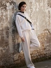 Mint Velvet Neutral Wide Leg Joggers - Image 5 of 8