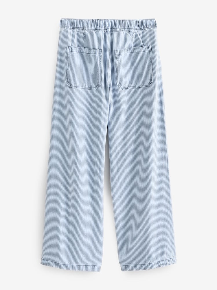 Gap Blue Stripe Mid Rise Pull On Wide Leg Easy Baggy Jeans - Image 2 of 3