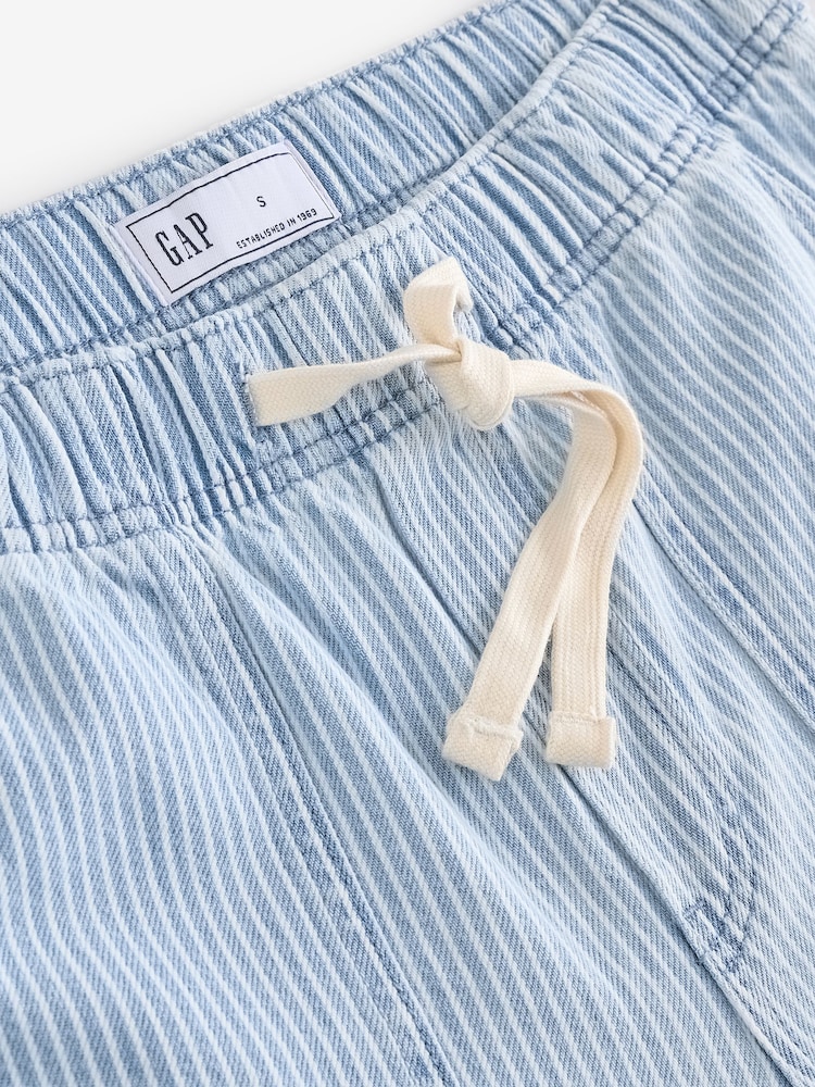 Gap Blue Stripe Mid Rise Pull On Wide Leg Easy Baggy Jeans - Image 3 of 3