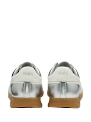 Gola Silver Off White Womens Tornado Glimmer Metallic Trainers - Image 3 of 4