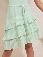 Lipsy Mint Green Halter Corsage Tiered Occasion Dress (7-16yrs) - Image 2 of 5