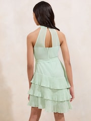 Lipsy Mint Green Halter Corsage Tiered Occasion Dress (7-16yrs) - Image 5 of 5