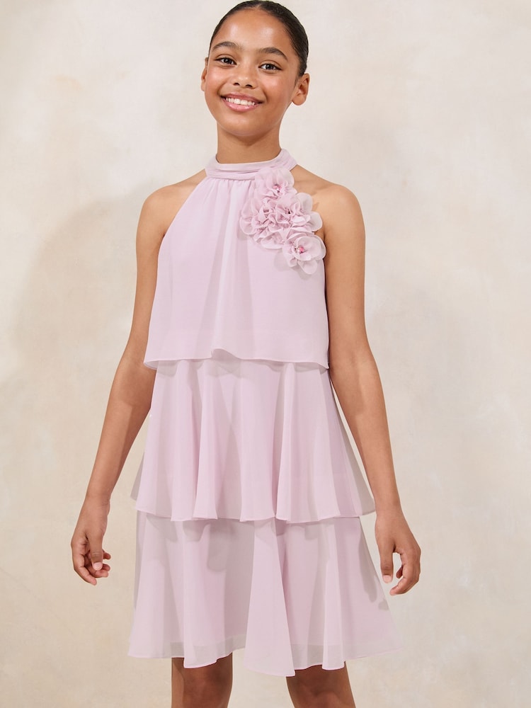 Lipsy Lilac Purple Mini Corsage Occasion Dress (5-16yrs) - Image 1 of 4