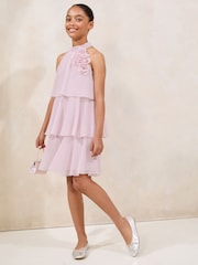 Lipsy Lilac Purple Mini Corsage Occasion Dress (5-16yrs) - Image 3 of 4
