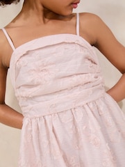 Lipsy Pink Mini Teen Jacquard Puffball Dress (10-16yrs) - Image 3 of 4