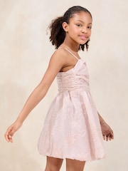 Lipsy Pink Mini Teen Jacquard Puffball Dress (10-16yrs) - Image 4 of 4