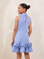 Lipsy Blue Scuba Bow Halter Dress (5-16yrs) - Image 4 of 4