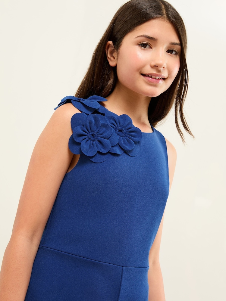 Lipsy Blue 3D Scuba Corsage Jumpsuit (5-16yrs) - Image 2 of 4