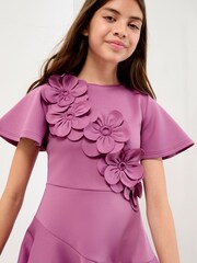 Lipsy Purple Scuba 3D Corsage Dress (5-14yrs) - Image 2 of 4