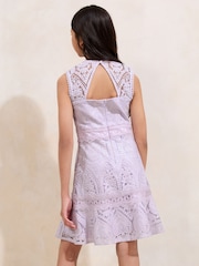 Lipsy Lilac Purple Sleeveless Lace Occasion Dress (5-16yrs) - Image 4 of 4