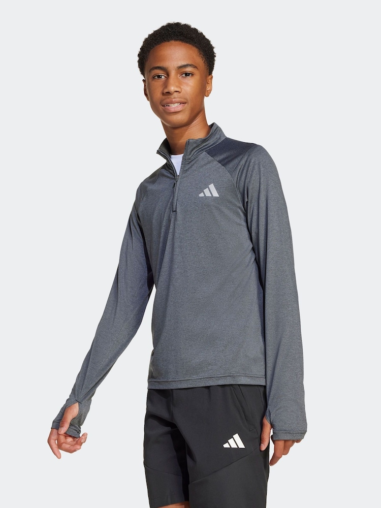 adidas Dark Grey Quarter Zip Long Sleeve Training Top - Image 1 of 6