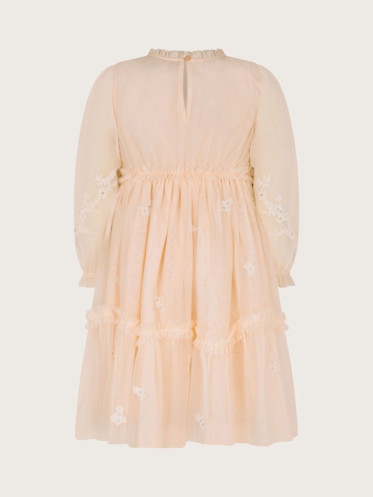 Monsoon Pink Elena Long Sleeve Floral Embroidered Tulle Dress - Image 2 of 3