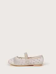 Monsoon Natural Diamante Mesh Ballerina Flats - Image 2 of 3
