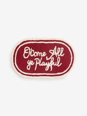 O'Come All Ye Red Playful Christmas Slogan 100% Cotton Bath Mat - Image 4 of 4