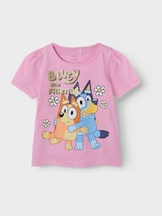 Name It Pink Bluey Short Frill Sleeve T-shirt - Image 1 of 2