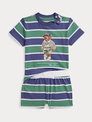 Polo Ralph Lauren Baby Polo Bear Graphic Stripe Sweat Top & Short Set - Bild 1 von 2