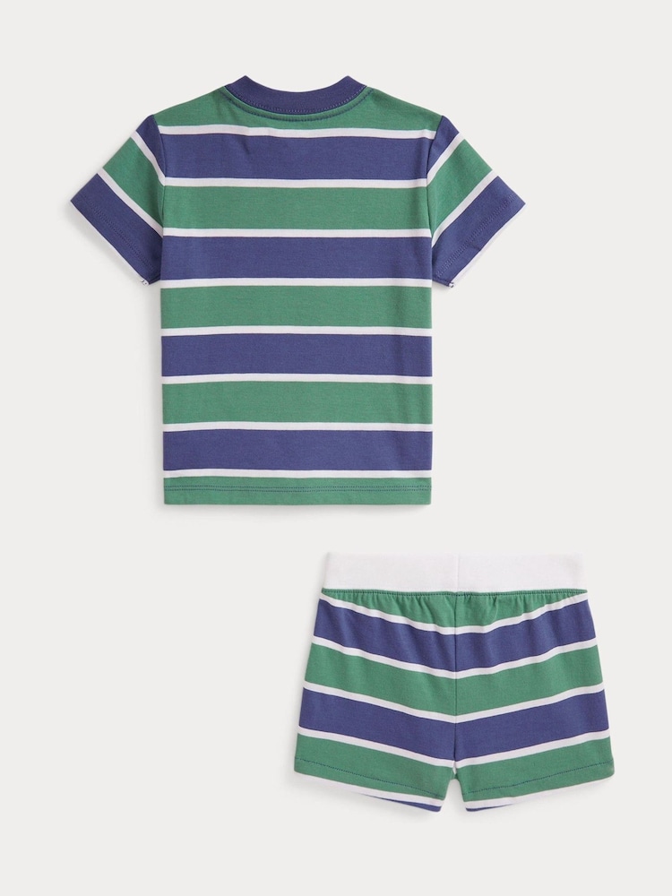 Polo Ralph Lauren Baby Polo Bear Graphic Stripe Sweat Top & Short Set - Bild 2 von 2