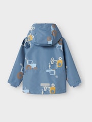 Name It Blue Tractor Print Jacket with Detachable Hood - Image 2 of 3