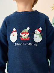 Navy Blue Knitted Christmas Jumper (3mths-7yrs) - Image 4 of 8