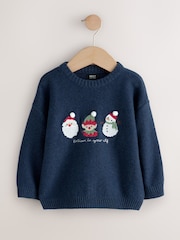 Navy Blue Knitted Christmas Jumper (3mths-7yrs) - Image 5 of 8