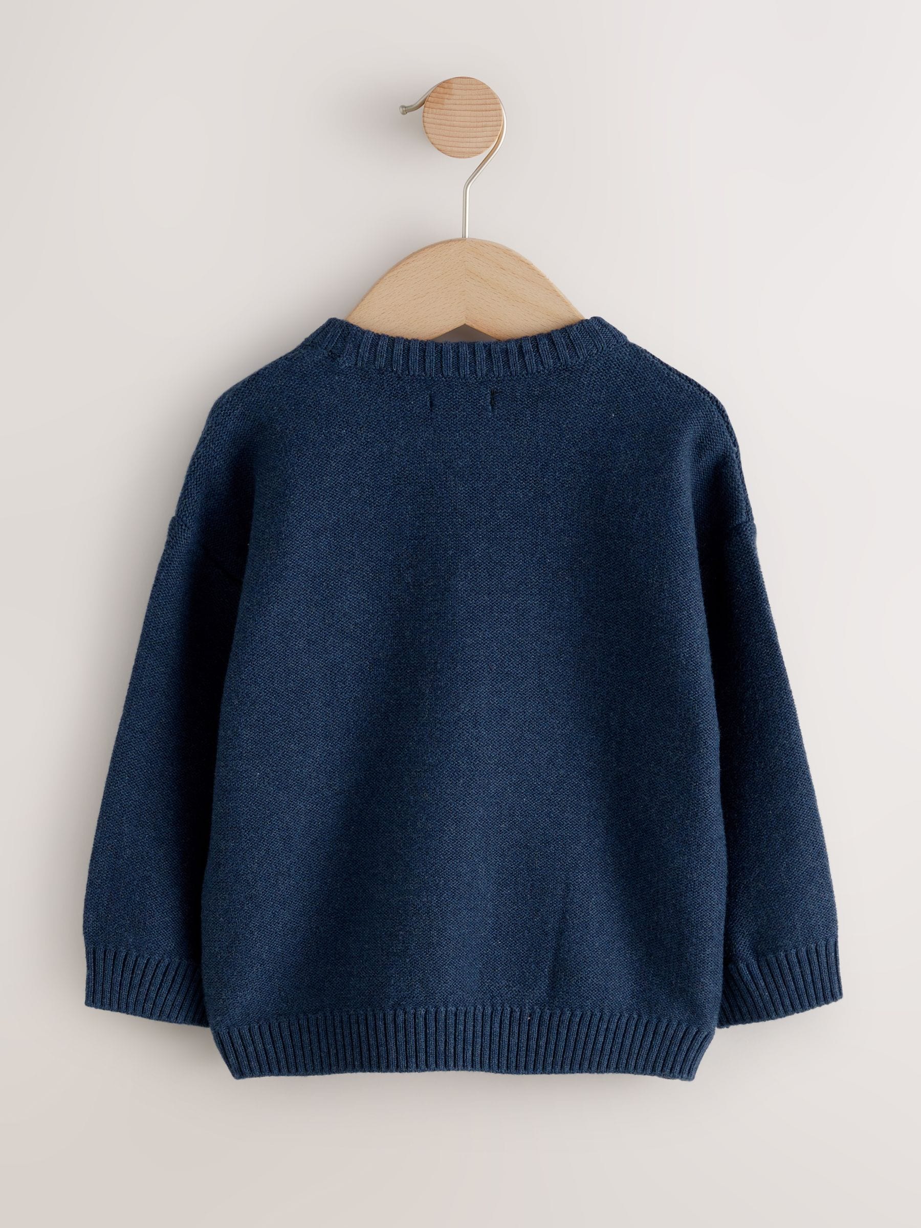 Buy Navy Blue Knitted Christmas Jumper (3mths-7yrs) from Next USA
