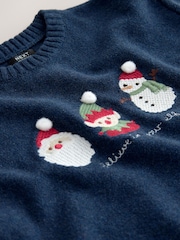 Navy Blue Knitted Christmas Jumper (3mths-7yrs) - Image 7 of 8