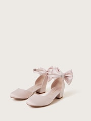 Monsoon Pink Sara Satin Bow Two-Part Heels - Image 1 of 3