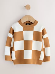 Tan Brown Knitted Crew Neck Jumper (3mths-7yrs) - Image 1 of 5