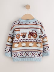 Light Blue Fairisle Pattern Knitted Crew Neck Jumper (3mths-7yrs) - Image 2 of 4
