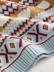 Light Blue Fairisle Pattern Knitted Crew Neck Jumper (3mths-7yrs) - Image 3 of 4