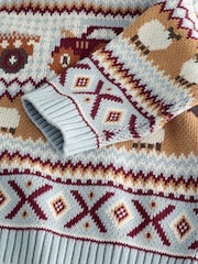 Light Blue Fairisle Pattern Knitted Crew Neck Jumper (3mths-7yrs) - Image 4 of 4
