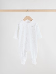 Grey Velour Two Way Zip Baby Sleepsuits 2 Pack (0-2yrs) - Image 2 of 13