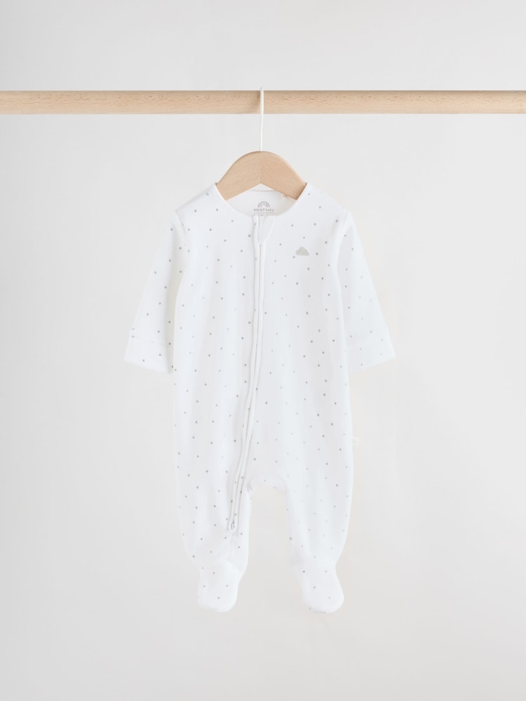 Grey Velour Two Way Zip Baby Sleepsuits 2 Pack (0-2yrs) - Image 2 of 13