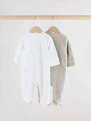 Grey Velour Two Way Zip Baby Sleepsuits 2 Pack (0-2yrs) - Image 4 of 13
