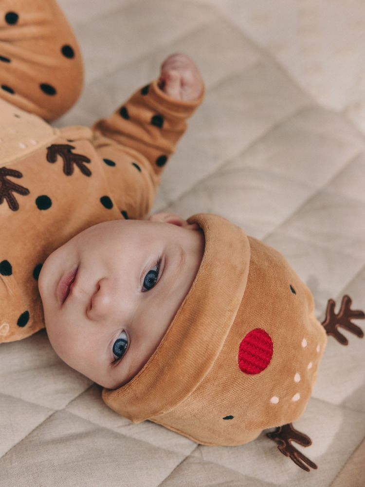 Brown Reindeer Baby Christmas Dress Up Sleepsuit (0mths-2yrs) - Image 18 of 18 Brown Reindeer Baby Christmas Dress Up Sleepsuit (0mths-2yrs) - Image 18 of 18