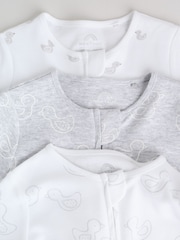 Grey Baby Two Way Zip Sleepsuits 3 Pack (0-2yrs) - Image 8 of 13