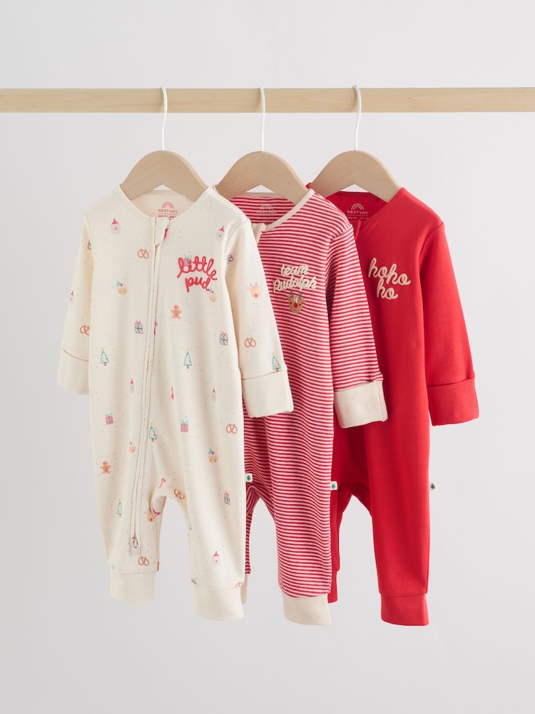 Rot - Baby Christmas Sleepsuits 3 Pack (0mths-3yrs) - Bild 1 von 18
