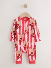 Pink Baby Christmas Reindeer Stripe Sleepsuit (0mths-3yrs) - Image 10 of 16
