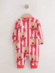 Pink Baby Christmas Reindeer Stripe Sleepsuit (0mths-3yrs) - Image 11 of 16