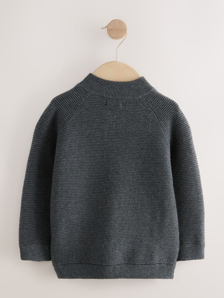 Charcoal Grey Zip Through Cardigan (3mths-7yrs) - Image 2 of 4