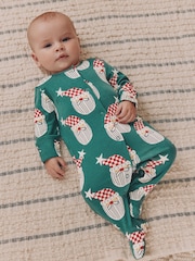 Green Santa Baby Christmas Family Sleepsuit (0mths-3yrs) - Image 1 of 12