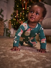 Green Santa Baby Christmas Family Sleepsuit (0mths-3yrs) - Image 5 of 12