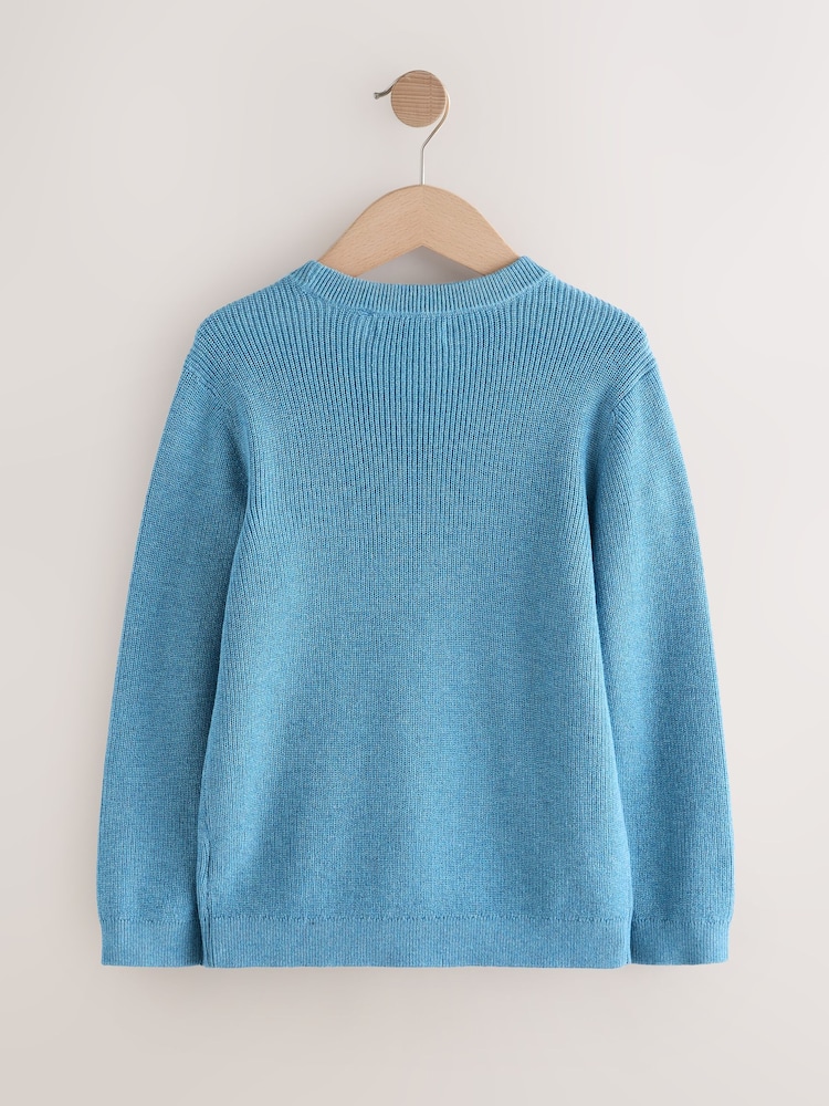 Blue With Stag Cotton Crew Neck Knitted Jumper (3-16yrs) - Image 2 of 4
